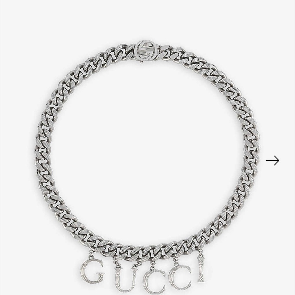 gucci Logo-embellished silver-toned brass necklace